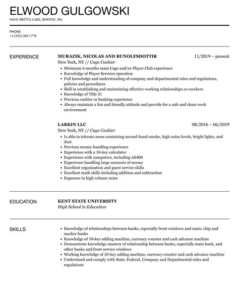 vault cashier resume examples|Cage Vault Cashier Resume Sample .